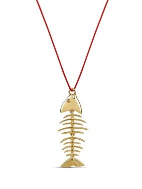 NEW Mayamar Lucky Gold Fishbone Red Adjustable Cord Necklace